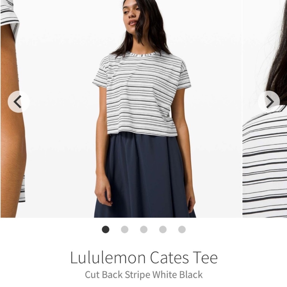 Lululemon Athletica Cates Tee White Black Striped Tee Size 8